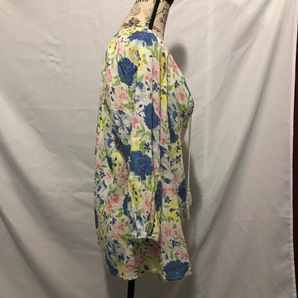 Chaps Tassel Pleated Peasant Tunic Top Belize S - Picture 8 of 10